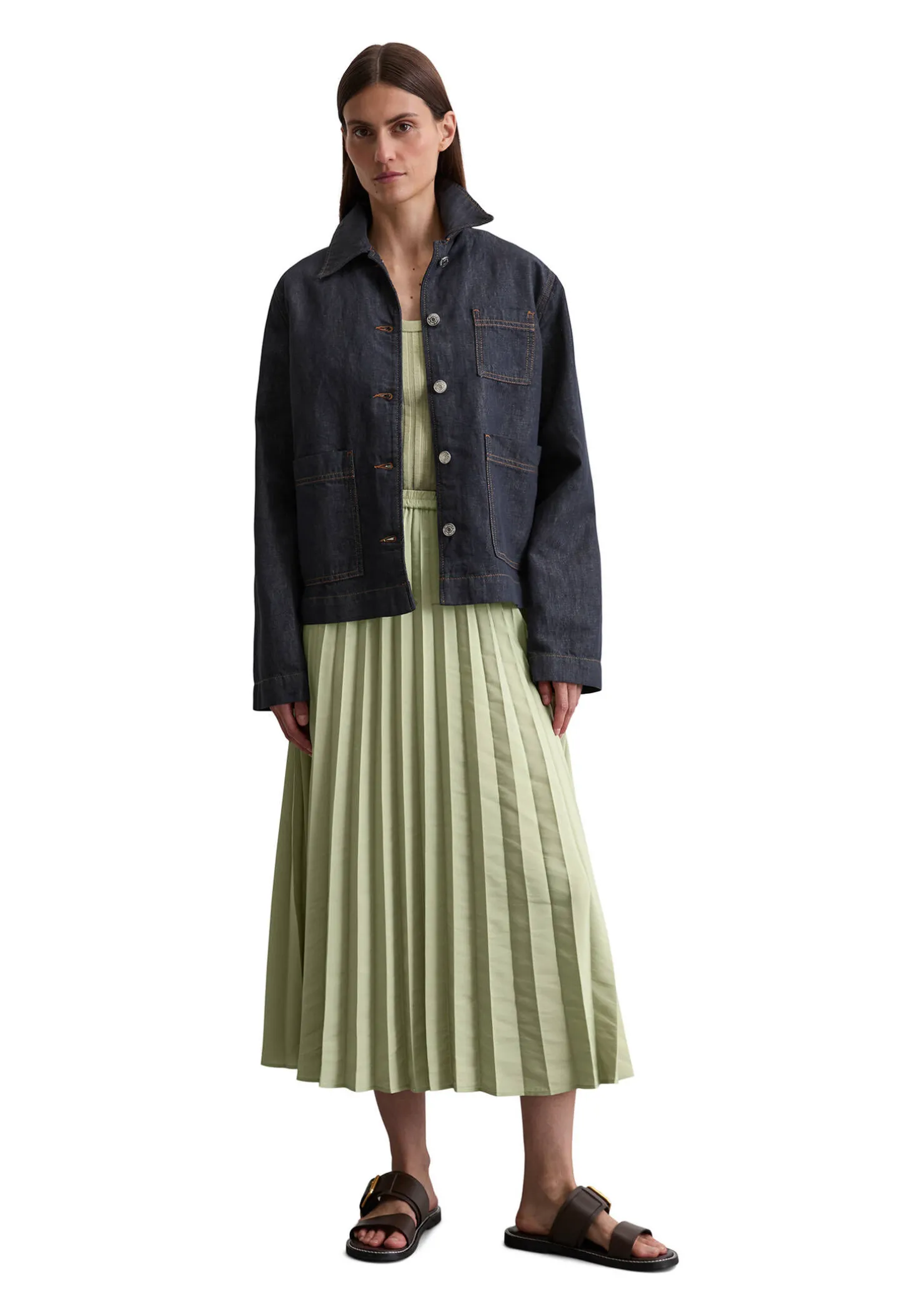 Damen Jeansjacke aus Baumwolle-Leinen-Mix