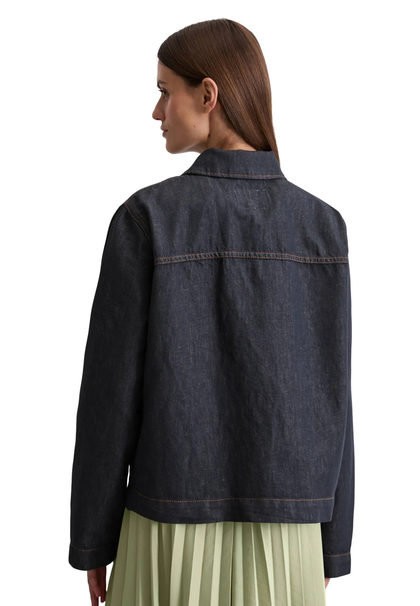 Damen Jeansjacke aus Baumwolle-Leinen-Mix