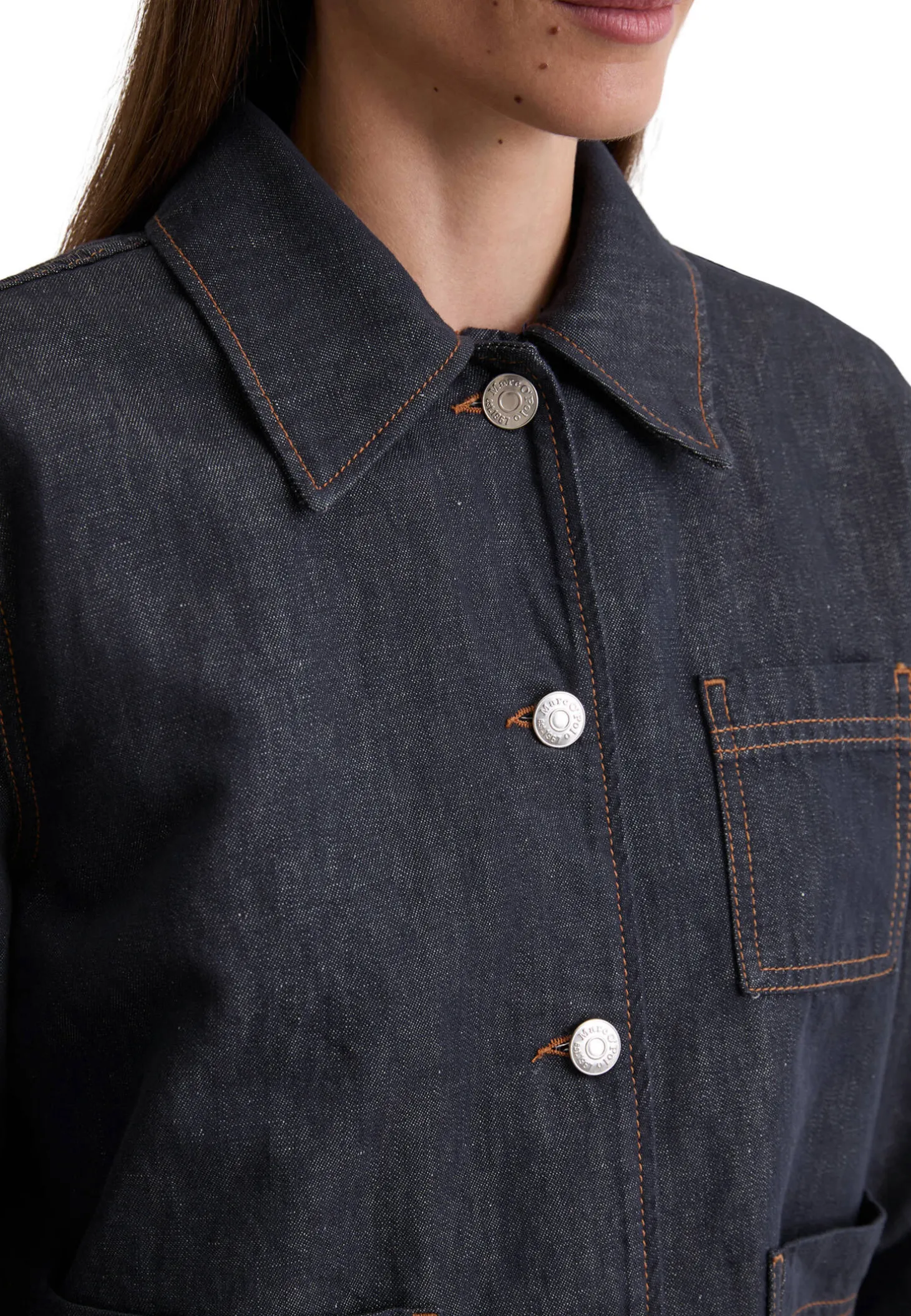 Damen Jeansjacke aus Baumwolle-Leinen-Mix