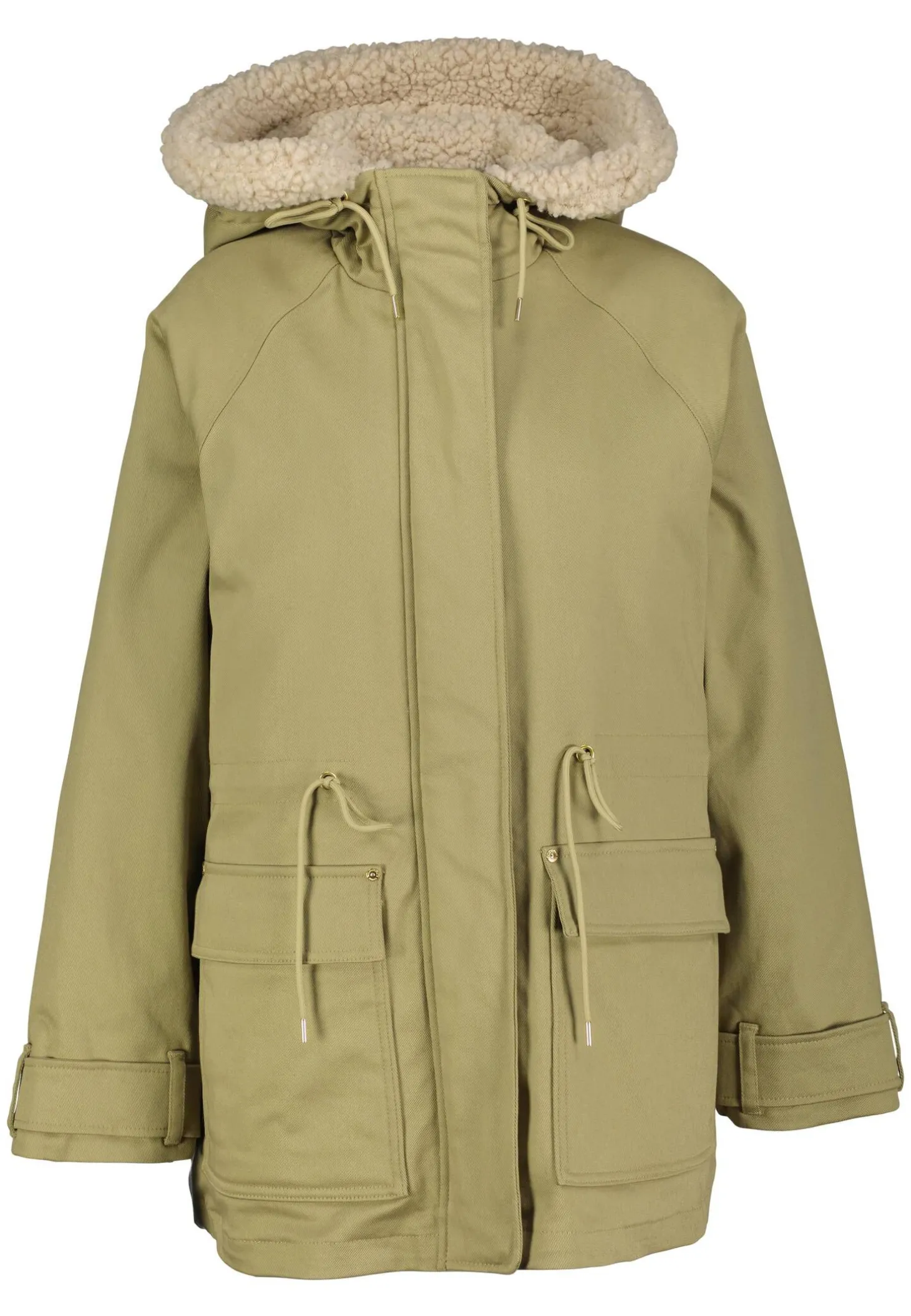 Damen Winterparka aus Stretch-Twill mit Teddyplüsch-Details
