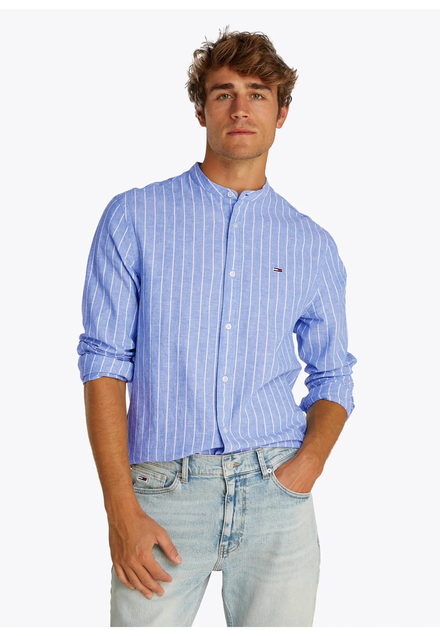 Herren Hemd aus Bio-Baumwolle und Leinen TJM LINEN MIX BND STP SHRT EXT