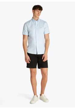 Herren Hemd mit Leinen LINEN BLEND SOLID SS RF SHIRT