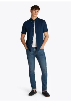 Herren Hemd mit Leinen LINEN BLEND SOLID SS RF SHIRT