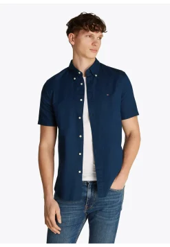 Herren Hemd mit Leinen LINEN BLEND SOLID SS RF SHIRT