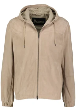 Herren Lederjacke mit Kapuze