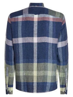 Herren Leinenhemd LINEN MULTI CHECK RF SHIRT Regular Fit Langarm