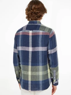 Herren Leinenhemd LINEN MULTI CHECK RF SHIRT Regular Fit Langarm