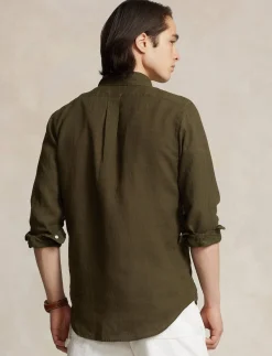 Herren Leinenhemd Slim Fit Langarm