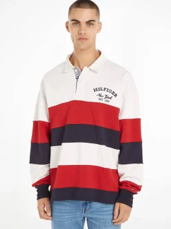 Herren Rugby-Poloshirt STRIPE PREP langärmelig