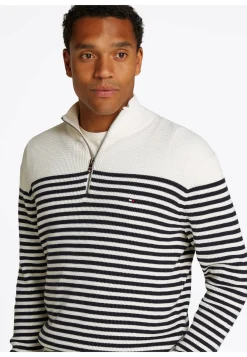 Herren Strickpullover RACKING STRUCTURE ZIP MOCK