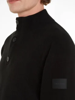 Herren Strickpullover Troyer mit Knopfleiste und Reißverschluss