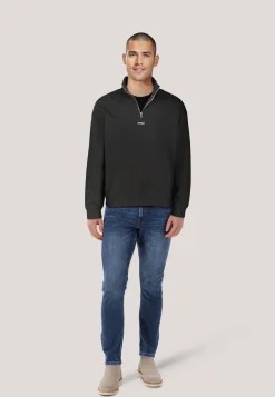 Herren Sweatshirt mit Troyerkragen DURTY244 Relaxed Fit