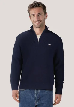 Herren Troyer aus Baumwolle und Merinowolle COTTON MERINO RIBBED HALF ZIP