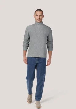 Herren Troyer aus Baumwolle und Merinowolle COTTON MERINO RIBBED HALF ZIP