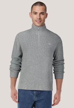 Herren Troyer aus Baumwolle und Merinowolle COTTON MERINO RIBBED HALF ZIP