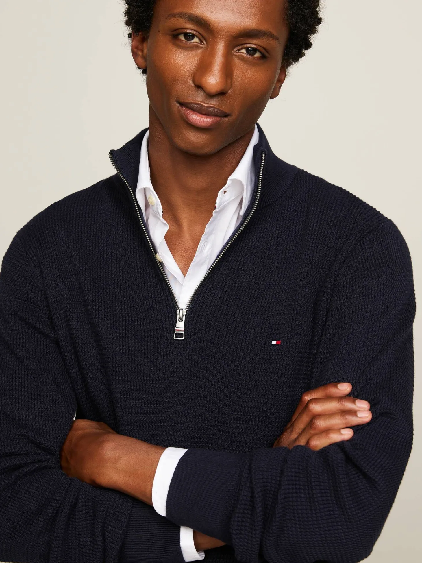 Herren Troyer aus Bio-Baumwolle REFINED STRUCTURE ZIP MOCK