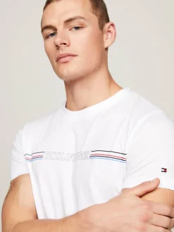 Herren T-Shirt STRIPE CHEST Slim Fit Kurzarm