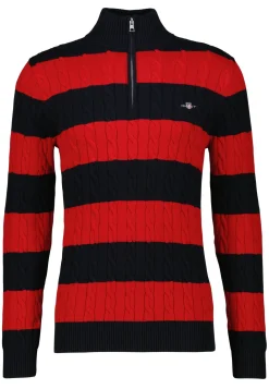 Herren Zopfstrick-Troyer STRIPED COTTON CABLE Regular Fit